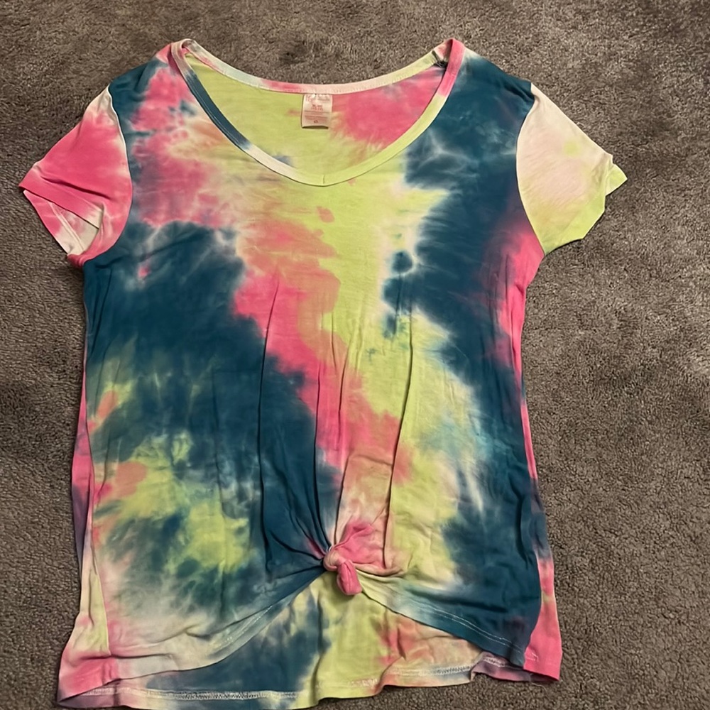 No Boundaries blue yellow pink tie dye T-shirt